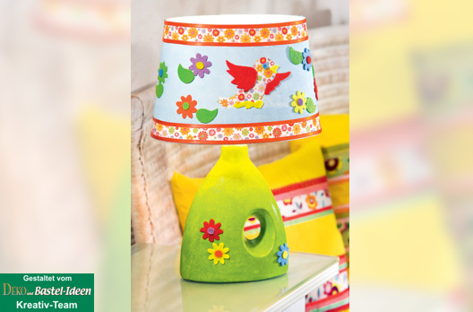 Lampe mit Filz und Serviette im Patchwork-Stil