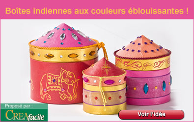 Bo&icirc;tes indiennes en carton aux couleurs &eacute;blouissantes