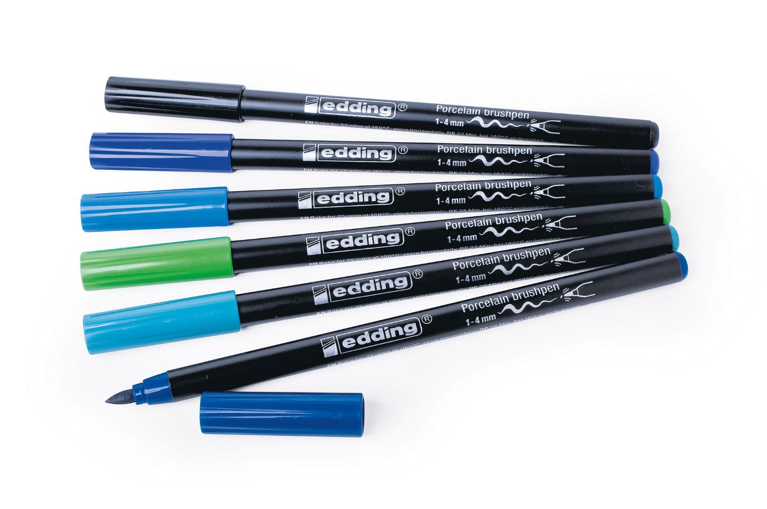 Edding "4200" Porzellan Brush Marker 6er Set (1-4mm) | Brush Marker