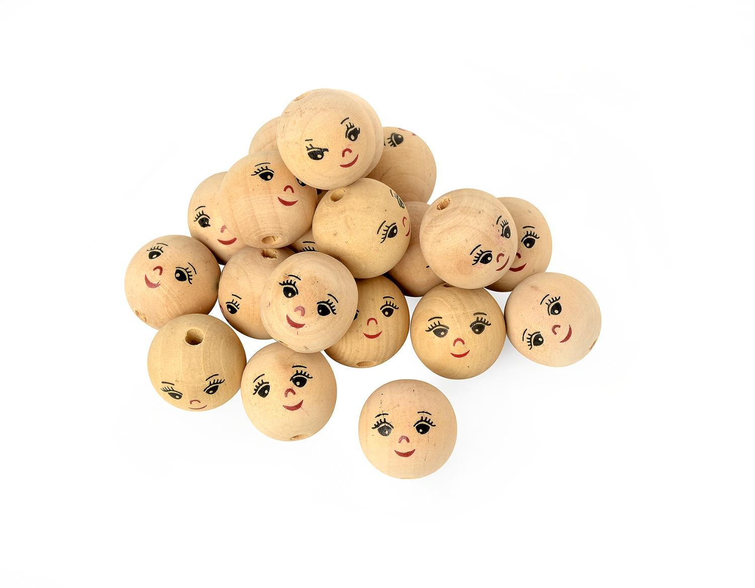25 Holzkugeln mit Gesicht, Ø 22 mm VBS Hobby