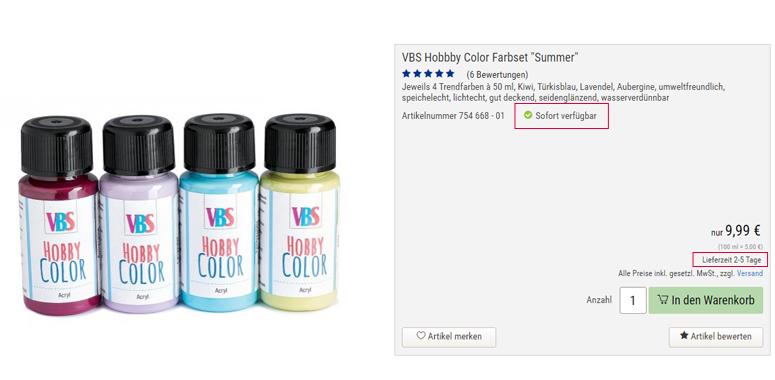 Beispiel für Anzeige der Verfügbarkeit