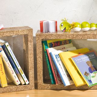 Bücherwurm & Löwenfreund - Bücherregal mit Steckern aus Kochlöffeln