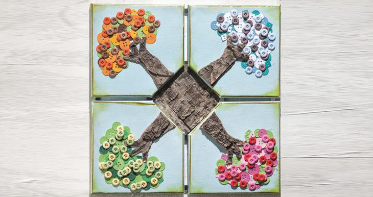 Design-Keilrahmen "Jahreszeiten" mit Knöpfen - Bastelshop und Hobby VBS