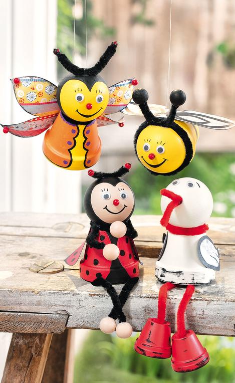 basteln tontopf figuren, anleitung: kantenhocker und tierchen aus terrakottatöpfen | vbs, Design ideen