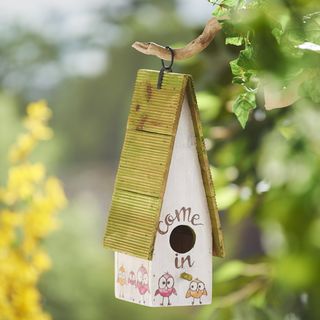 Vogelhaus mit Brandmalerei