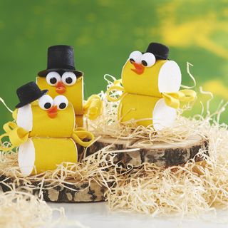 Chicks from cardboard rolls