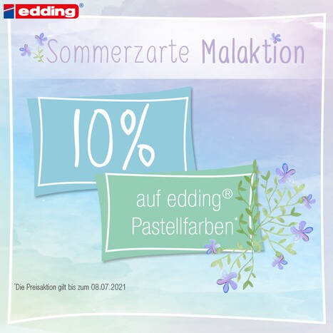 Sommerzarte Malaktion: 10 % auf edding Pastellfarben