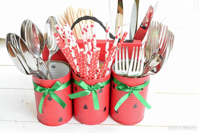 DIY Besteckkasten Melone Besteckhalter selbstgemacht Melone