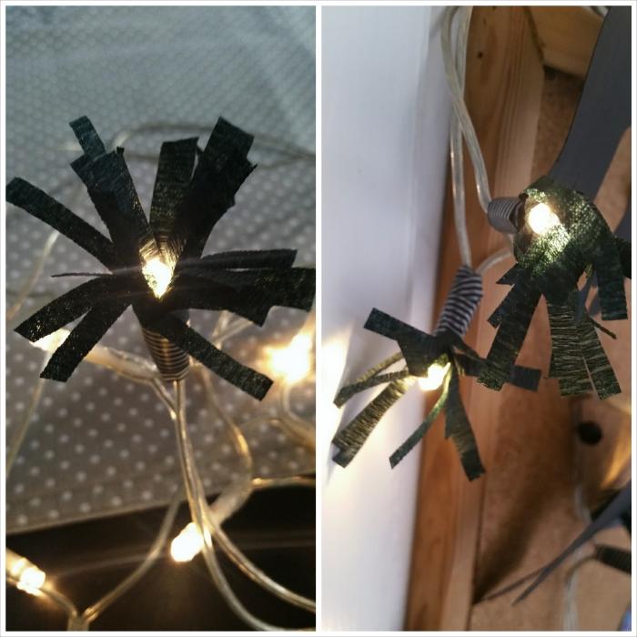 Lichterkette mit Fransen Blumen aus Krepppapier für Lichterkette basteln