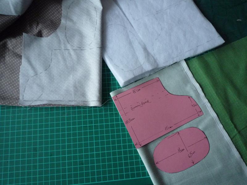 Babyschuh zuschnitt Papier und Stoff