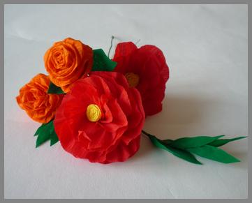 Papierblumen rotorange1 Papierblumen basteln