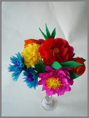 Papierblumen Strauß4 Papierblumen basteln