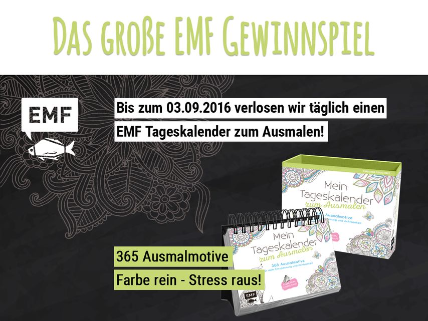 Gewinnspiel: Täglich einen EMF Tageskalender zum Ausmalen gewinnen.