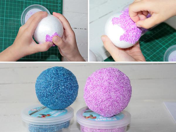 Krake: Styroporkugel bedecken Kinderbasteln Krake Foam Clay