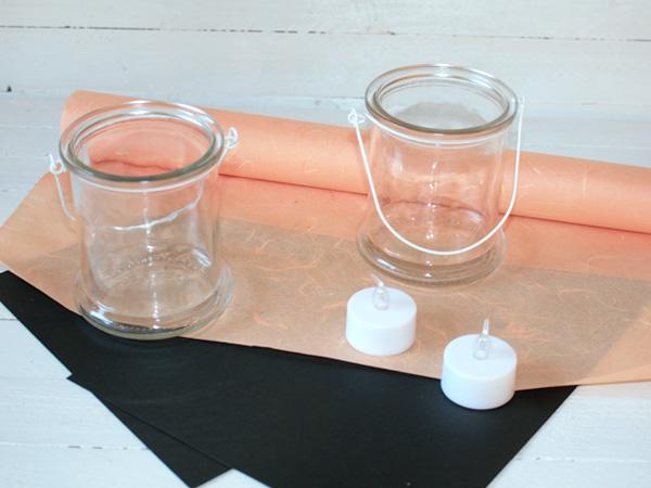 Teelichter für Halloween: Material Kostenloste Anleitung für Halloween Teelichter