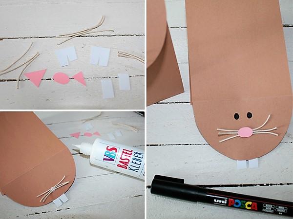 Osterhasen Geschenkverpackung: zusammen kleben Einfach eine Osterhasen Geschenkverpackung selber machen. Kinderleichte und Niedliche Geschenkidee zu Ostern