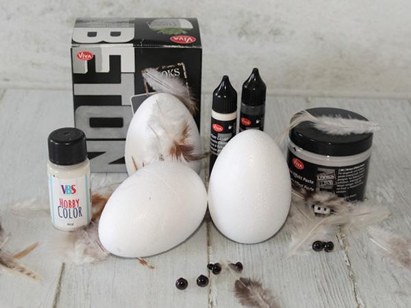 Chicks in concrete look from Styrofoam eggs