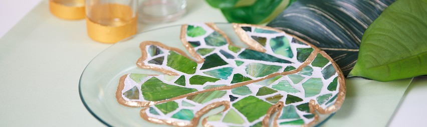 Mosaik basteln Teller mit Mosaik