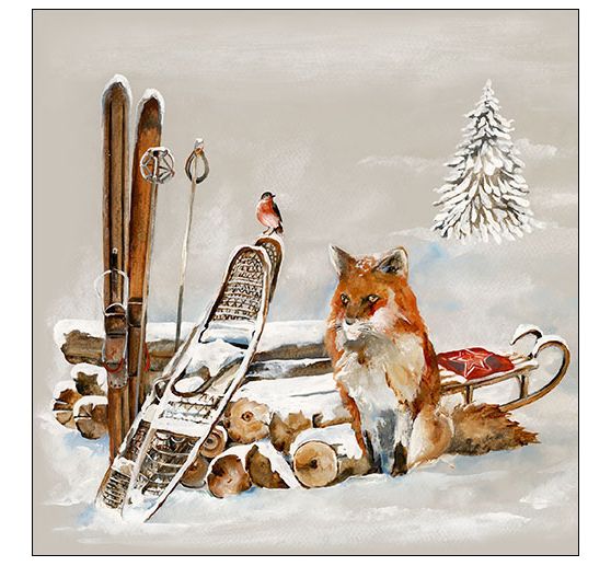 Fuchs Im Schneetreiben 1 Lunch Serviette