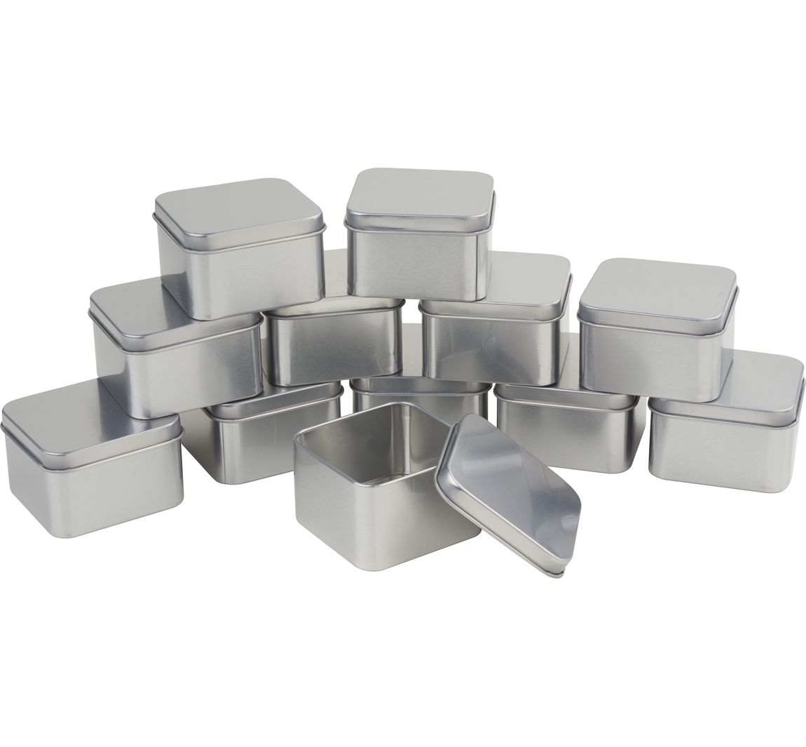 12 Metalldosen Quadratisch, VBS Großhandelspackung