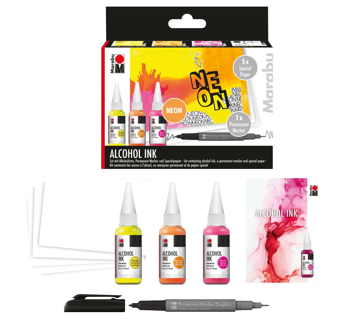 Marabu Alcohol Ink-Set "Neon" | VBS Hobby Bastelshop