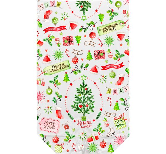 Klarsichtbeutel "Fröhliche Weihnachten" mit Verschlussclips VBS Hobby