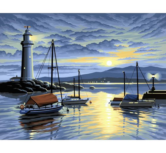 malen nach zahlen hafen im sonnenaufgang vbs hobby bastelshop