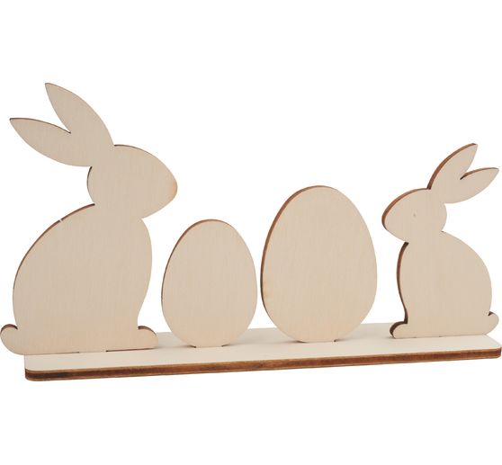 VBS Holz-Silhouette "Sitzende Hasen mit Eiern"