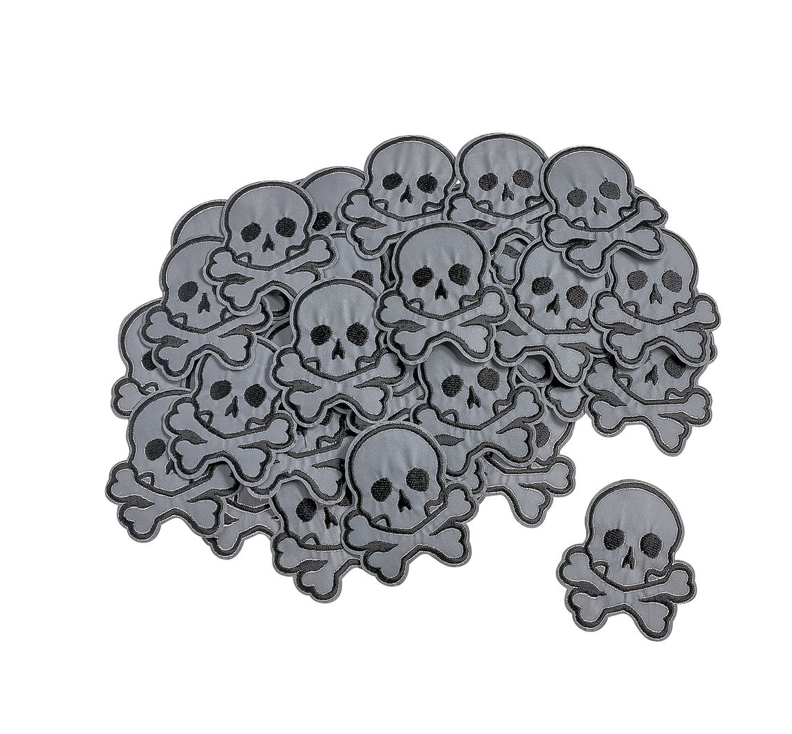 50 Bügelapplikationen Totenkopf, VBS Großhandelspackung