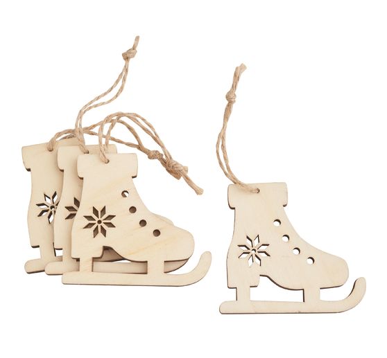 Schlittschuhe weiß als Winterdekoration Deko Schnee Winter Eislaufen