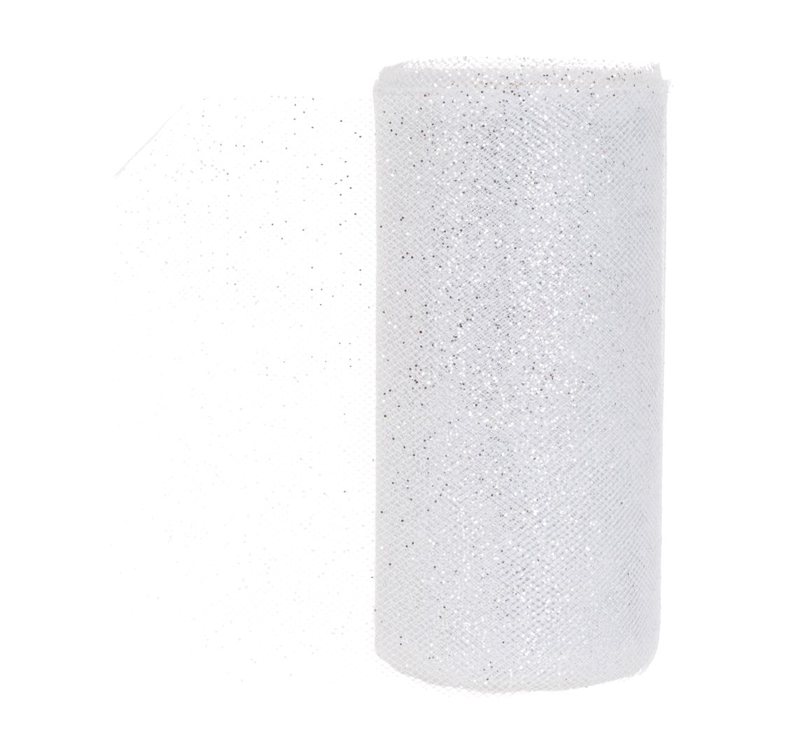 Tüllband, Weiß mit Silber irisierend