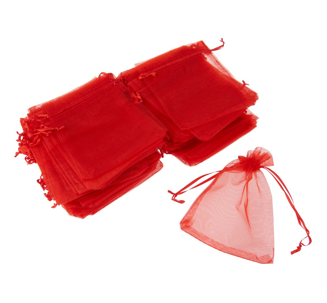 100 Organzasäckchen, 12x7,5cm, VBS Großhandelspackung - Rot