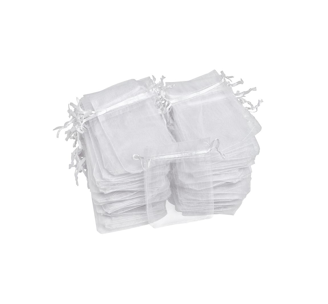 100 Organzasäckchen, 12x7,5cm, VBS Großhandelspackung - Weiß