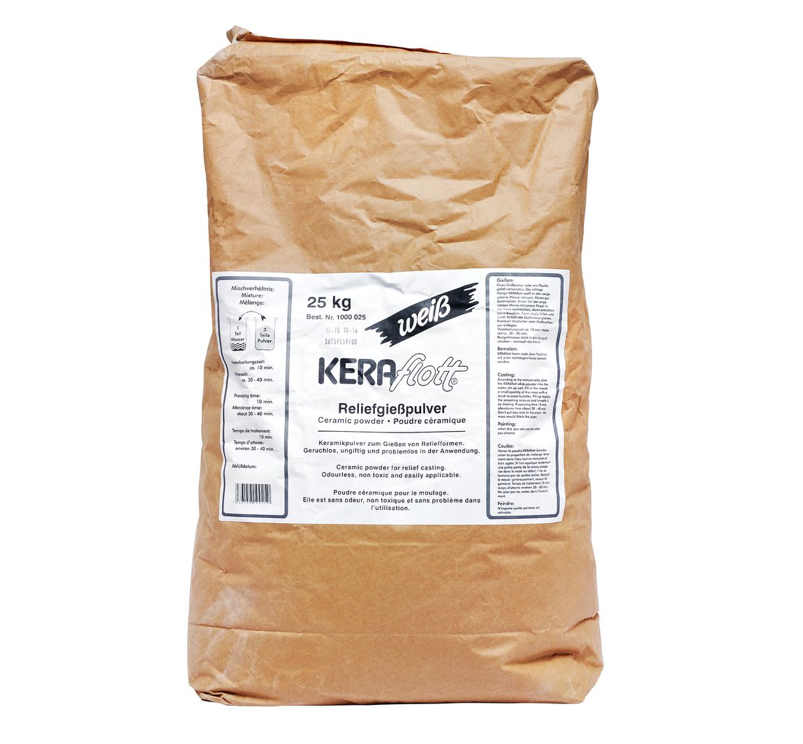 Keraflott Reliefgießmasse, Weiß, 25 kg - 25 kg