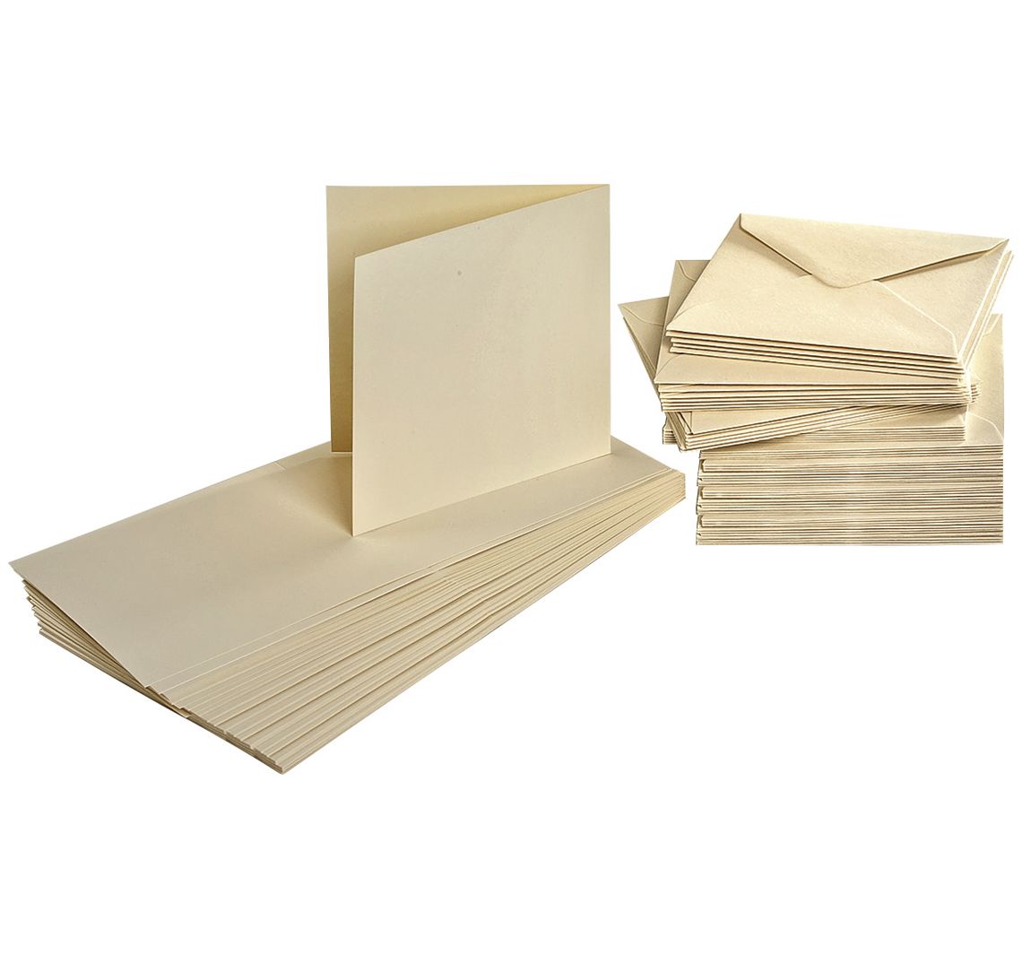 Doppelkarten mit Umschlägen, beige, 100 tlg.