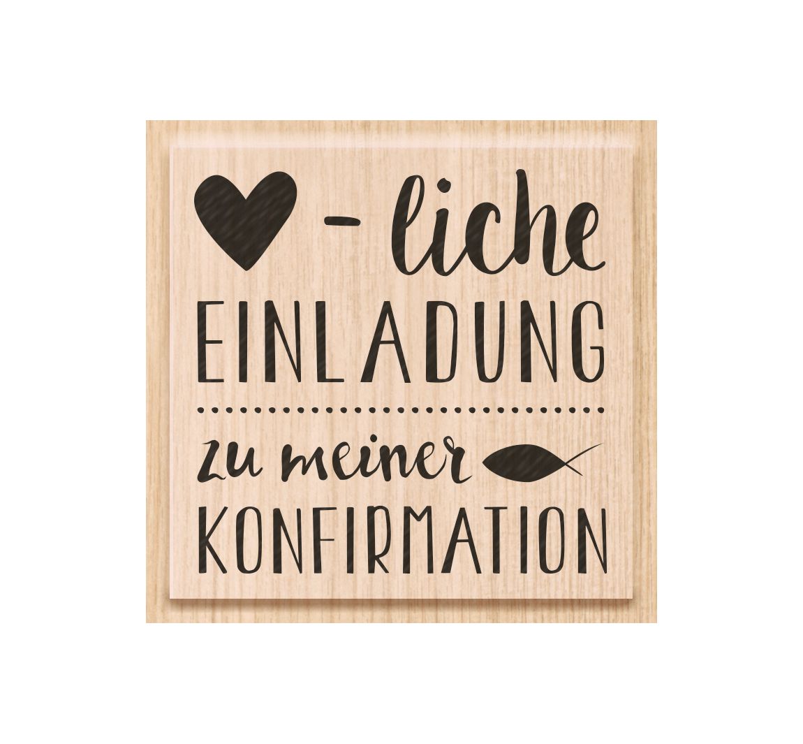 Holzstempel Herzliche Einladung Konfirmation