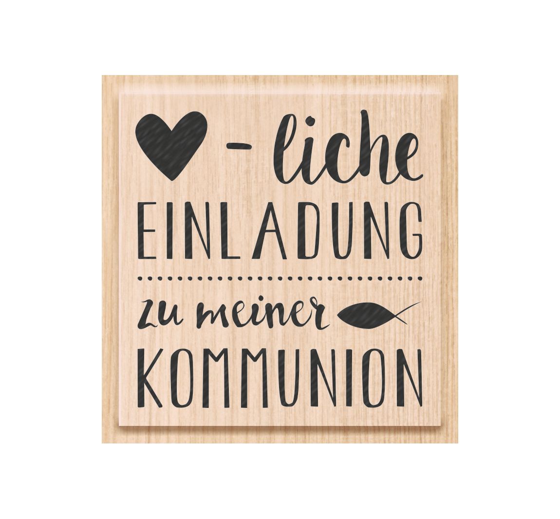 Holzstempel Herzliche Einladung Kommunion