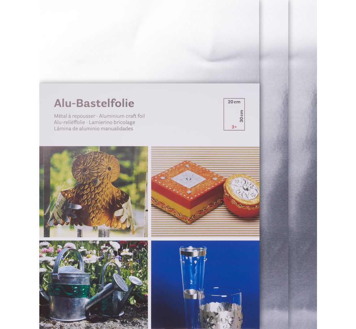 Aluminium-Bleche, DIN A4, 3 Stück - Silber/Silber