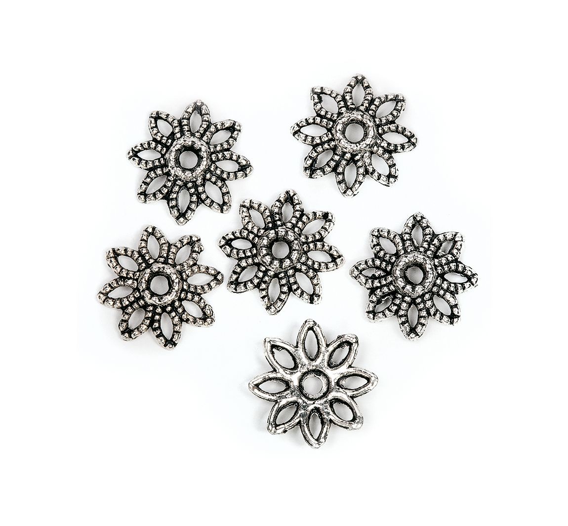 Zier-Perlkappen Blume 1, 6 Stück