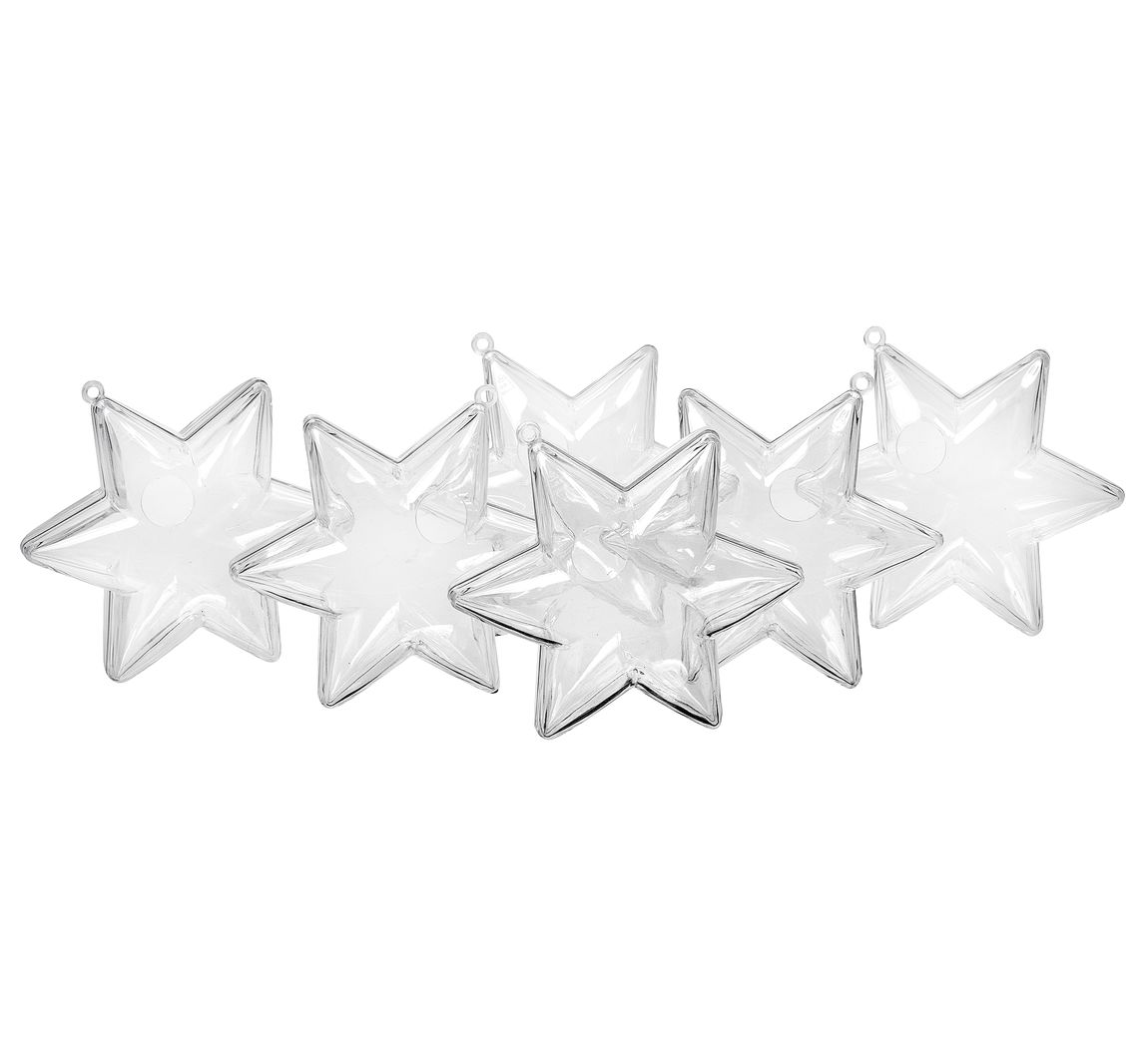 VBS Acryl-Stern mit Bohrung, 6er-Pack, 6-zackig, Ø ca. 10 cm