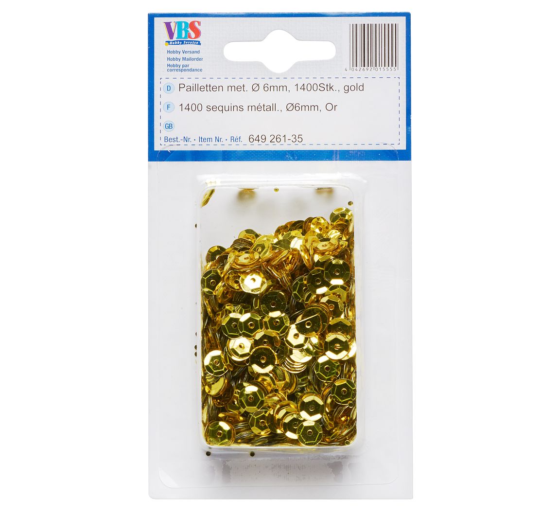VBS Pailletten gewölbt, Ø 6mm, 1.400 Stk., Silber-Metallic - Gold-Metallic