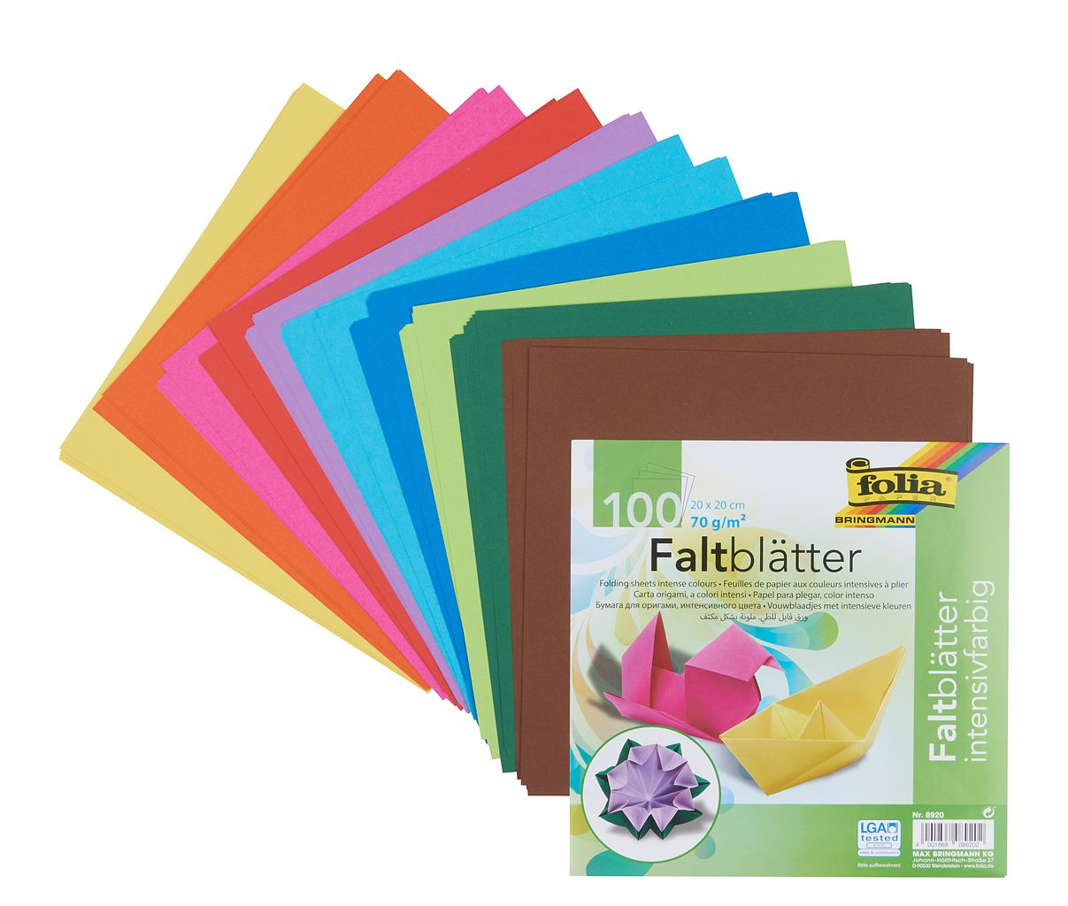 10 Farben 20x20 cm 100 Stück Faltblätter