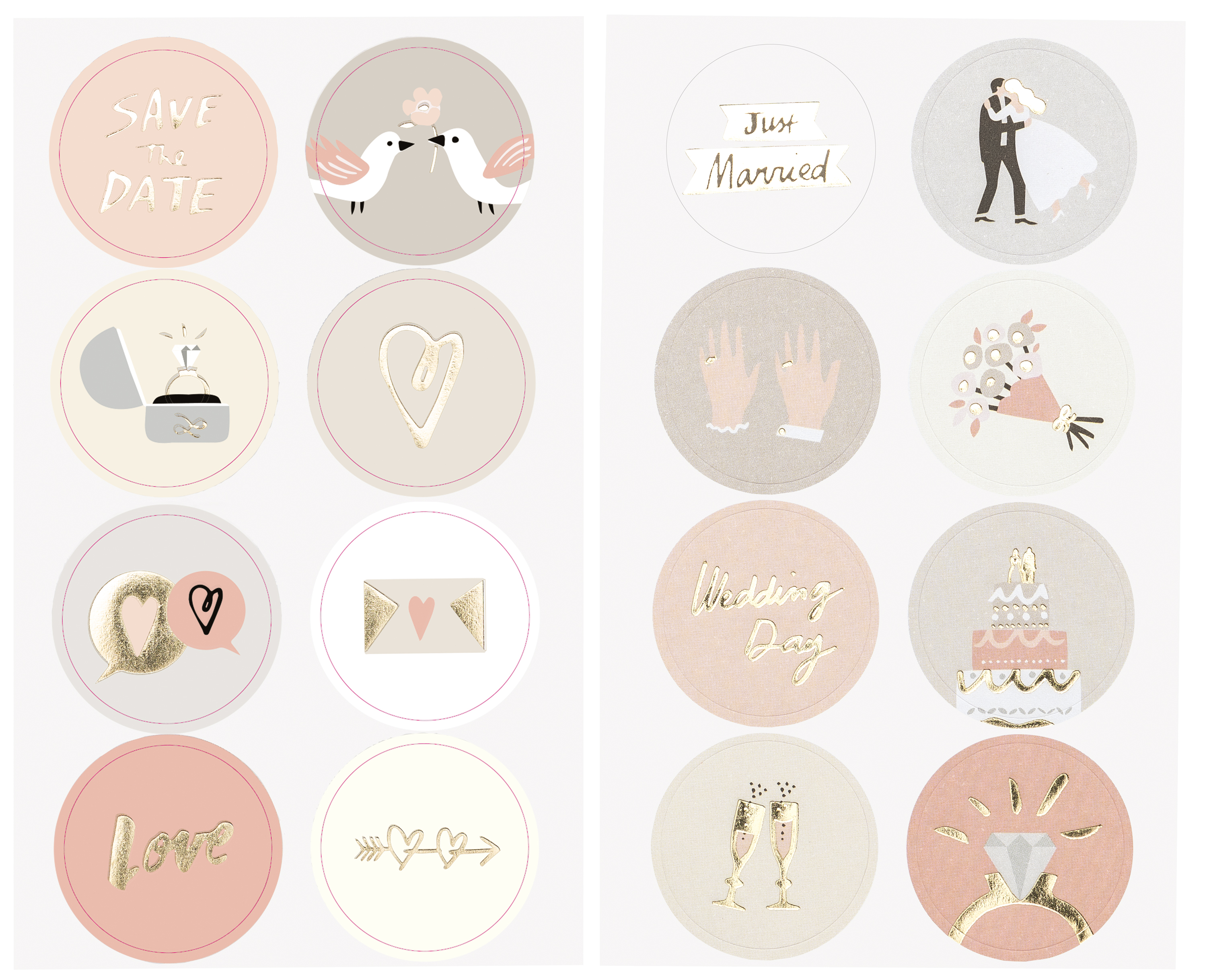 Sticker "Hochzeit", mit Goldfolie VBS Hobby