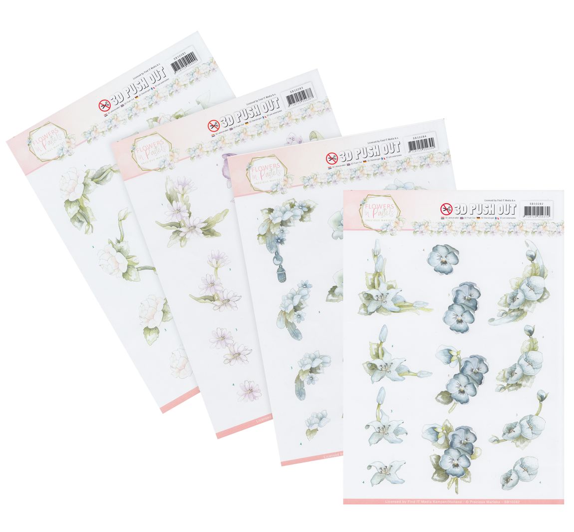 3D-Stanzbogen-Set Flowers in Pastels