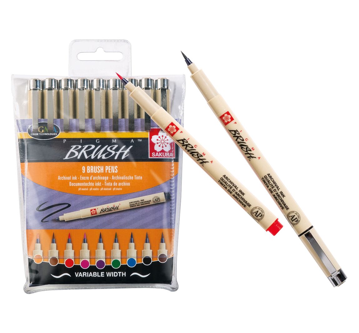 Pigma brush Pinselstifte, 9er-Set | VBS Hobby Bastelshop
