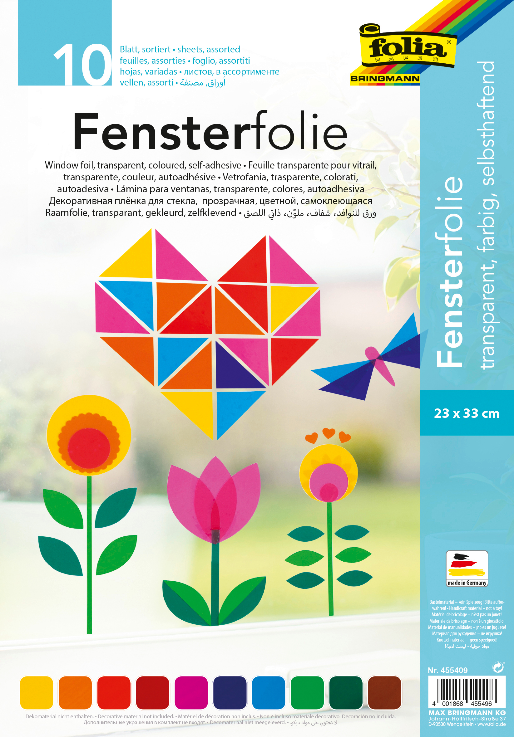 Fensterfolie, 10 Farben sortiert