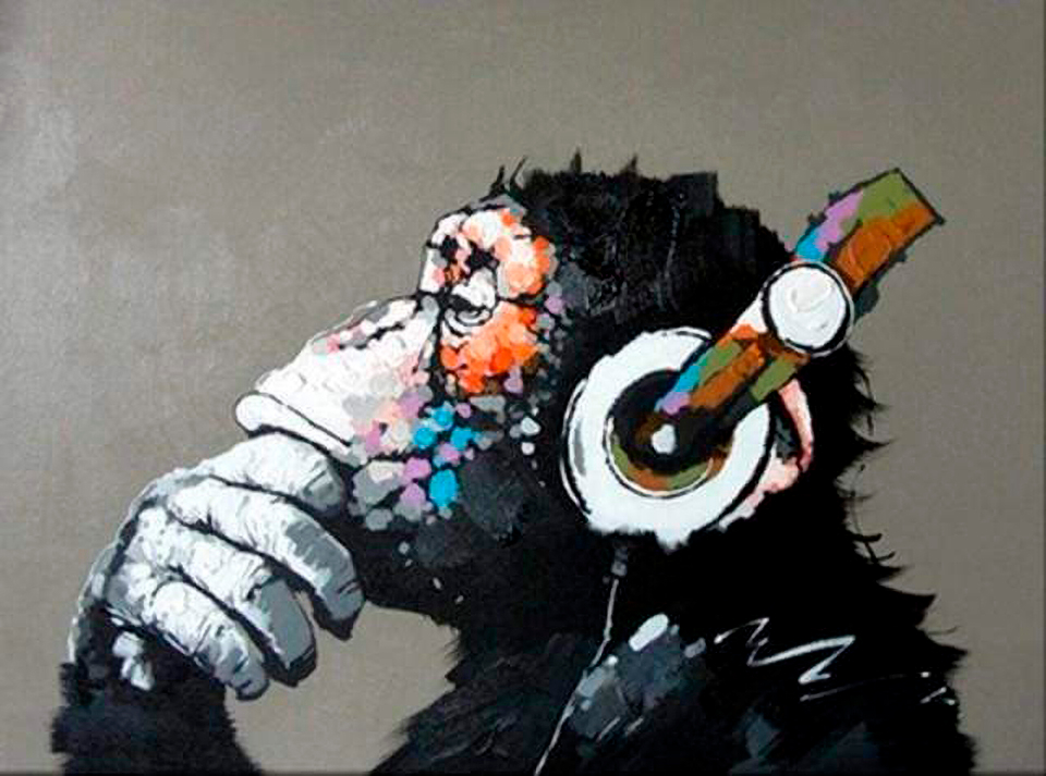 KEYIFA Malen Nach Zahlen Erwachsene - DJ Affe Mit Kopfhörern 30x40cm DIY Set