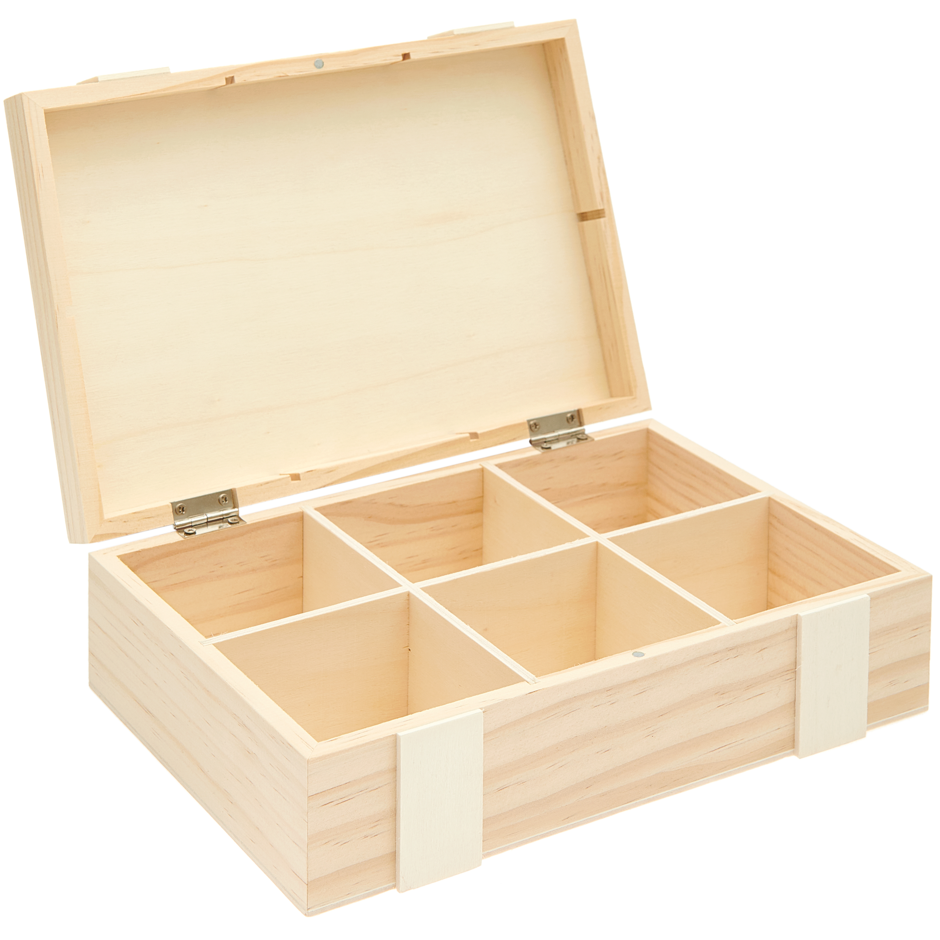 Holz-Kiste / Aufbewahrungsbox mit 6-facher Einteilung