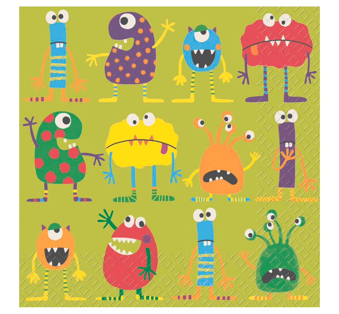 Serviette Lustige Monster - 5 Stück