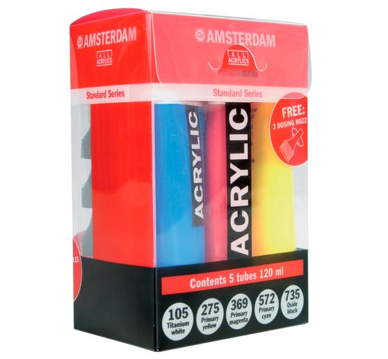 Talens AMSTERDAM Acrylfarben-Set "Starter" inkl. 3 Dosierspitzen